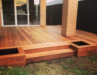 Decking with planter boxes