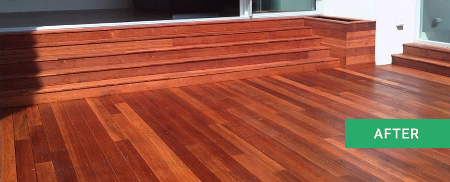 after decking installation photo of timber hardwood deck flooring
